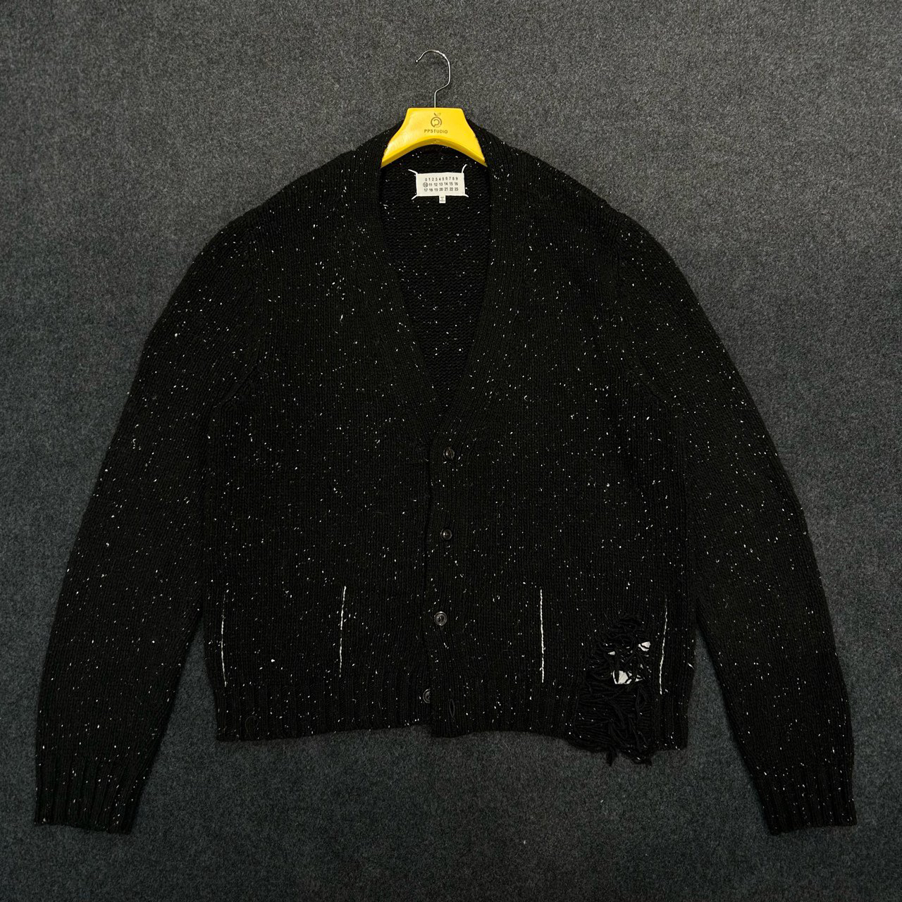 准新/L码/马吉拉/Maison Margiela/黑色肌理镂空星空满印针织开衫