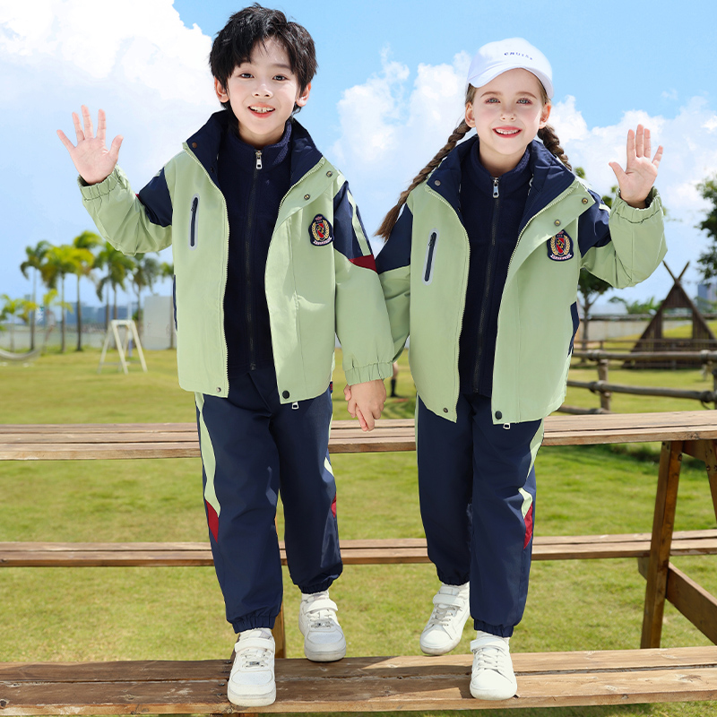幼儿园园服春秋装小学生班服冲锋衣三件套一年级秋冬运动校服套装