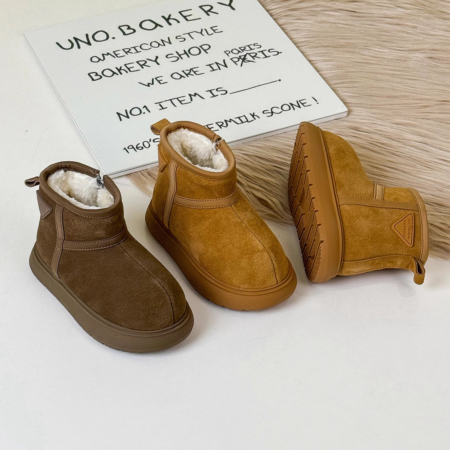 2024冬季新款加厚绒女童雪地靴雪地棉软底男童大棉鞋棉靴