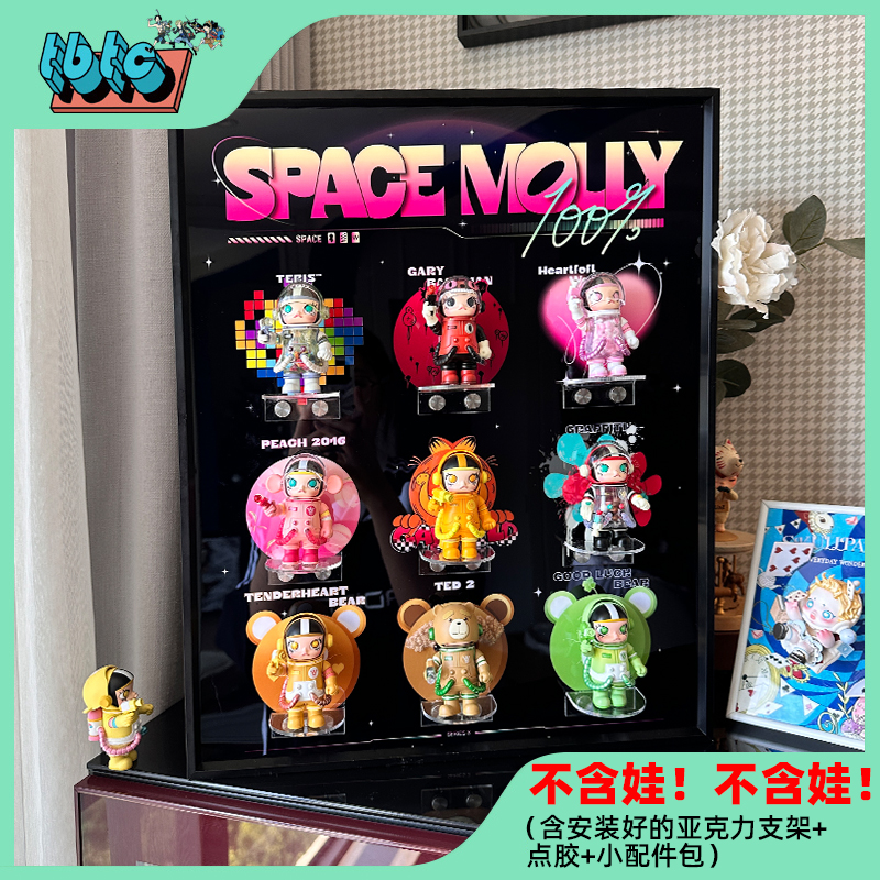 小炮宝藏库Molly100%周年系列自创背景画diy盲盒潮玩装饰立体画