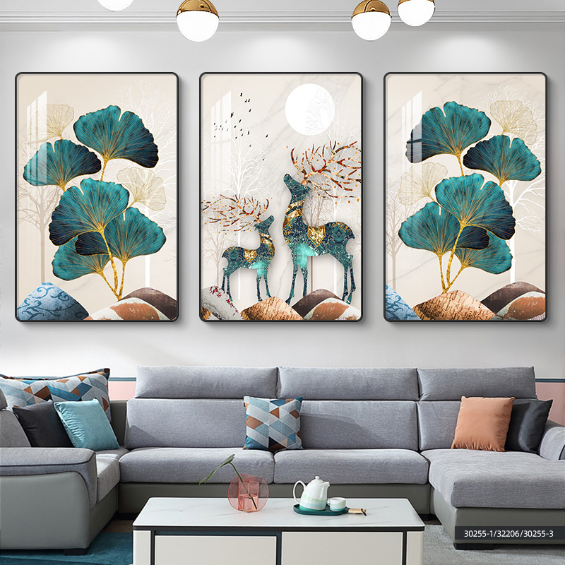 北欧风三联客厅装饰画现代简约沙发背景墙挂画轻奢餐厅墙画