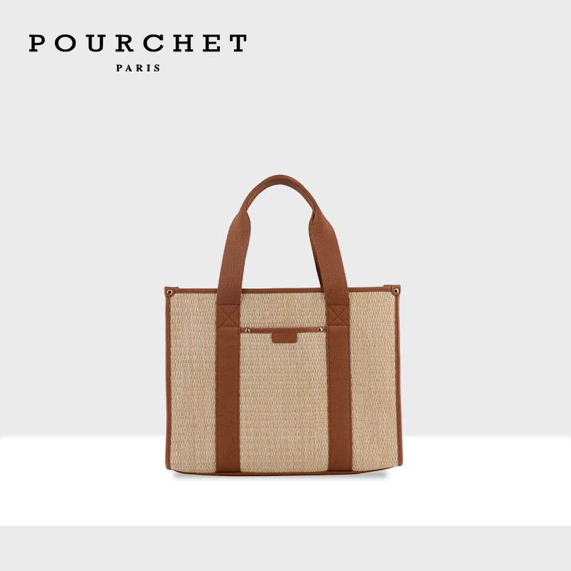 POURCHET/宝榭法国原创新款MATCH PAILLE草席托特包时尚通勤