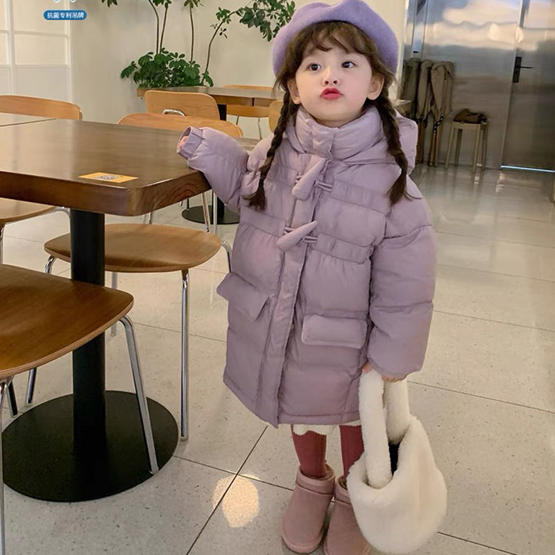 童装潮款Y儿童中长款羽绒服新款韩版洋气白鸭绒女童连帽加厚冬装