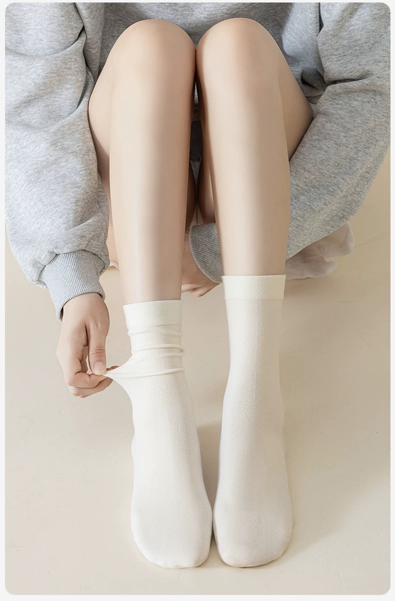 纯黑纯白纯棉袜子堆堆袜女士百搭长筒袜透气棉质学院风吸汗四季款