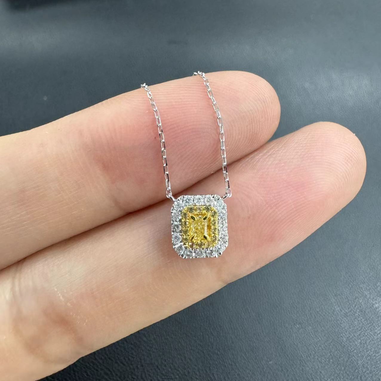 【北野珠宝】18K金天然南非真钻黄钻项链-B111H-4