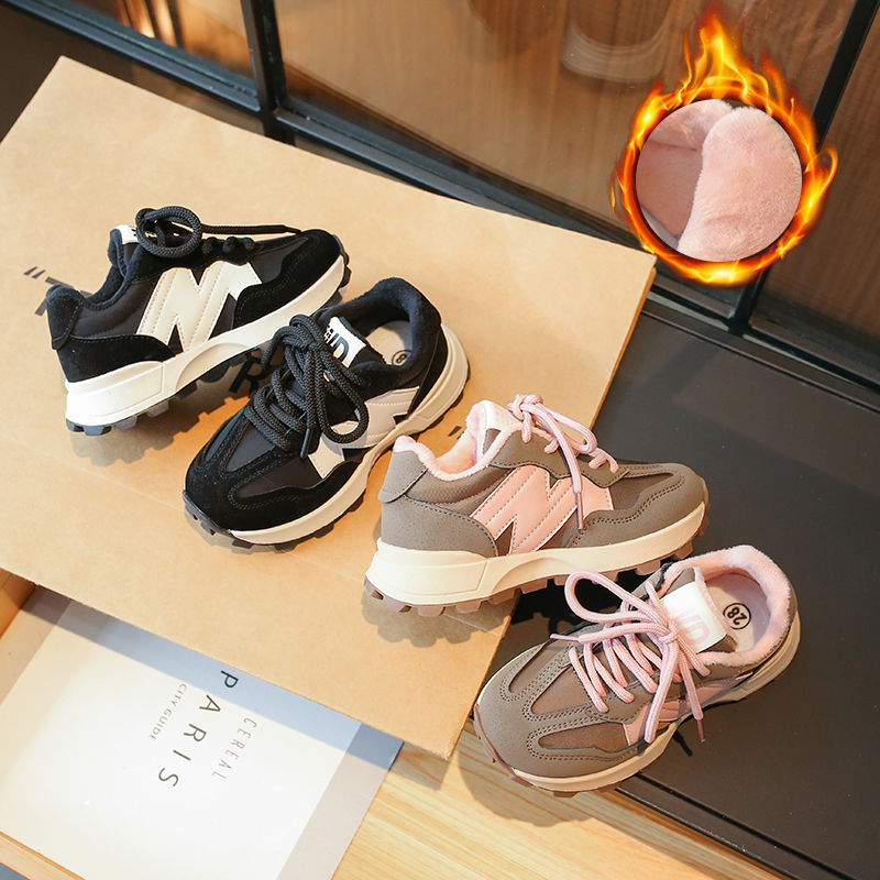 女童运动鞋2023新款秋冬儿童鞋子加绒加厚二棉鞋冬季男童阿甘鞋潮