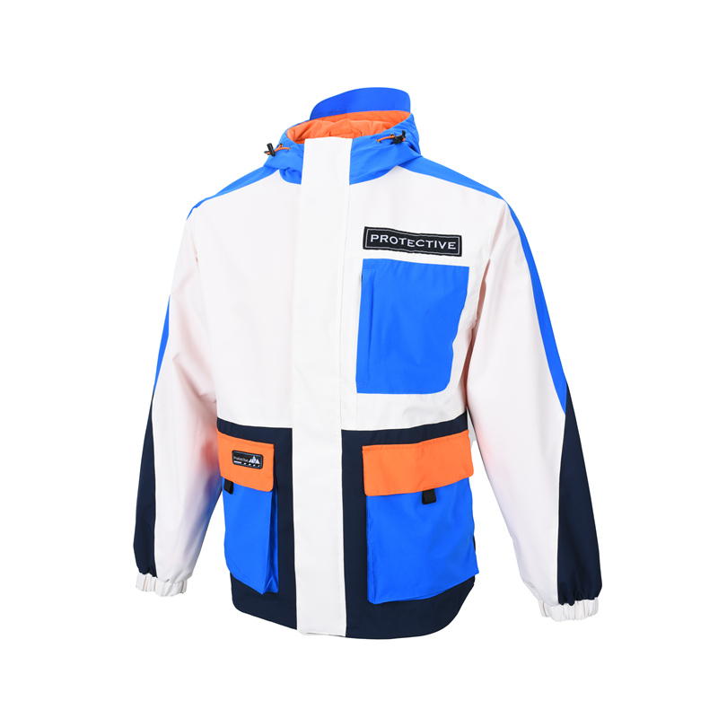 男女时尚秋冬户外运动拼色冲锋衣秋季休闲新款防风连帽外套徒步款