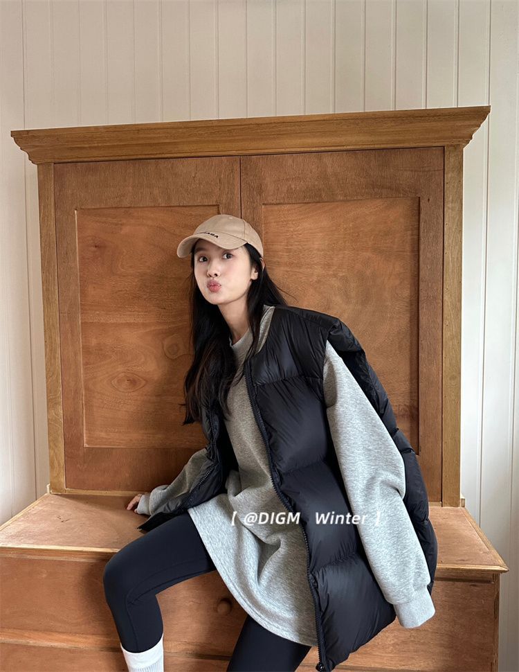 外韩版加厚马夹坎肩背心黑色无袖新款2025简约棉服女秋冬棉衣马甲