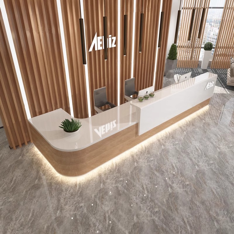 现代简约烤漆公司前台接待台吧台桌服务台迎宾台收银台办公桌定制