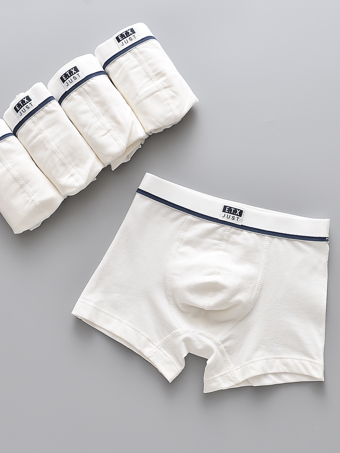 A类不卡屁屁儿童内穿内裤四角白色纯棉男童全棉短裤纯白色学生四