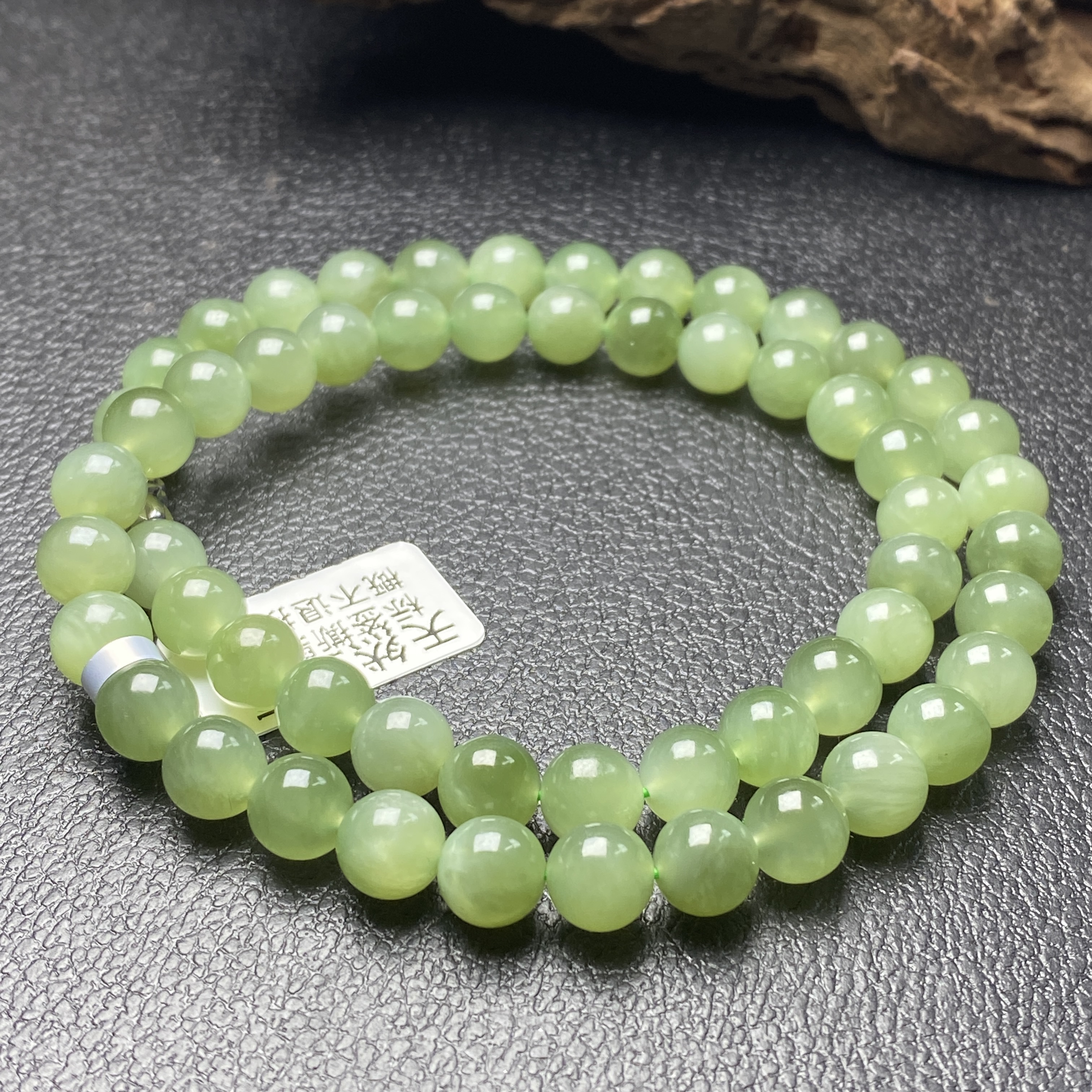 天然和田玉碧玉女神链冰底果绿色妈妈链项链珠宝女款