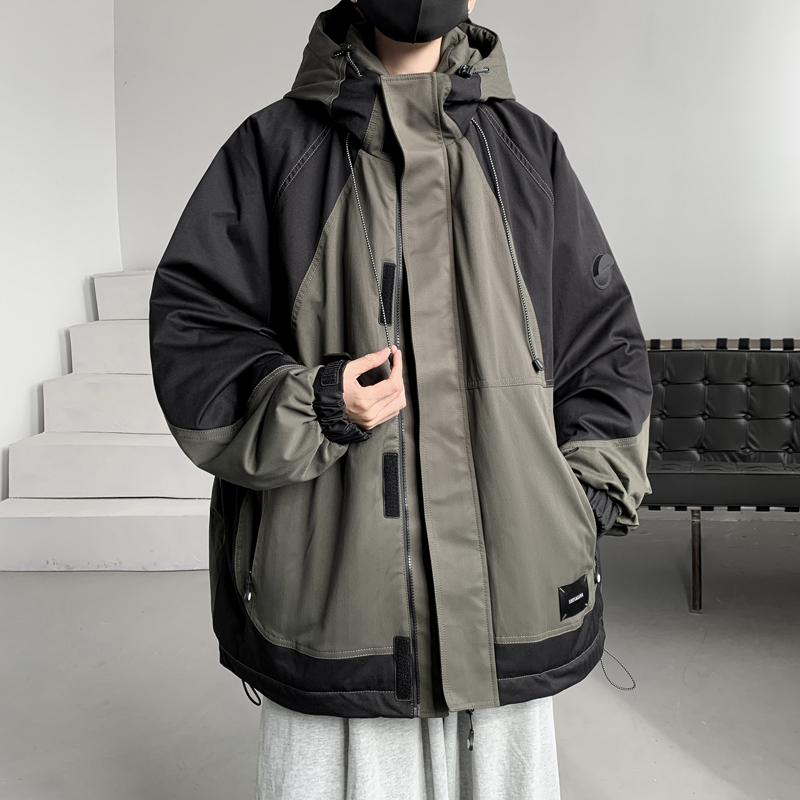 羽绒服男士2023新款痞帅高级感撞色防寒衣冬季户外工装冲锋衣外套