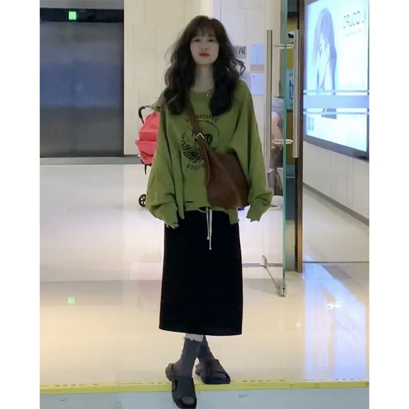 大码女装微胖连衣裙穿搭秋装洋气减龄半身裙设计感秋款卫衣秋季