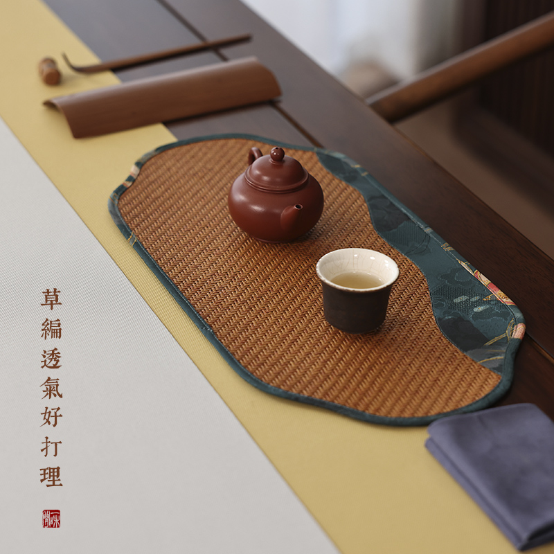 【三柒陶坊】藤编纹 茶垫布干泡席方茶席杯垫禅意高档竹席