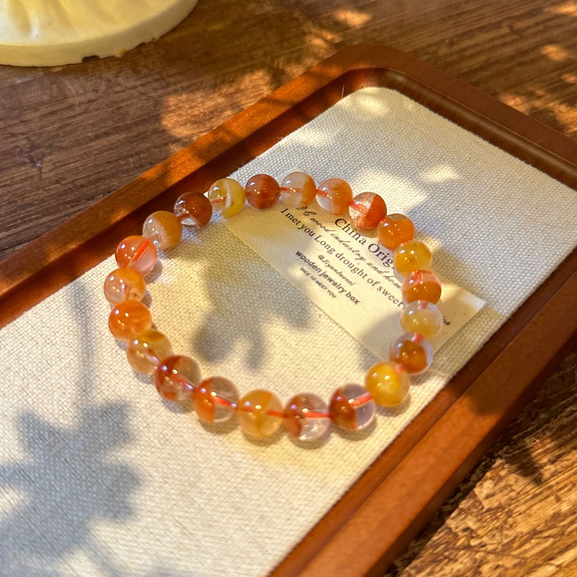 天然水晶收藏级巴西老矿黄兔毛聚宝盆手链稀有色玻璃体32