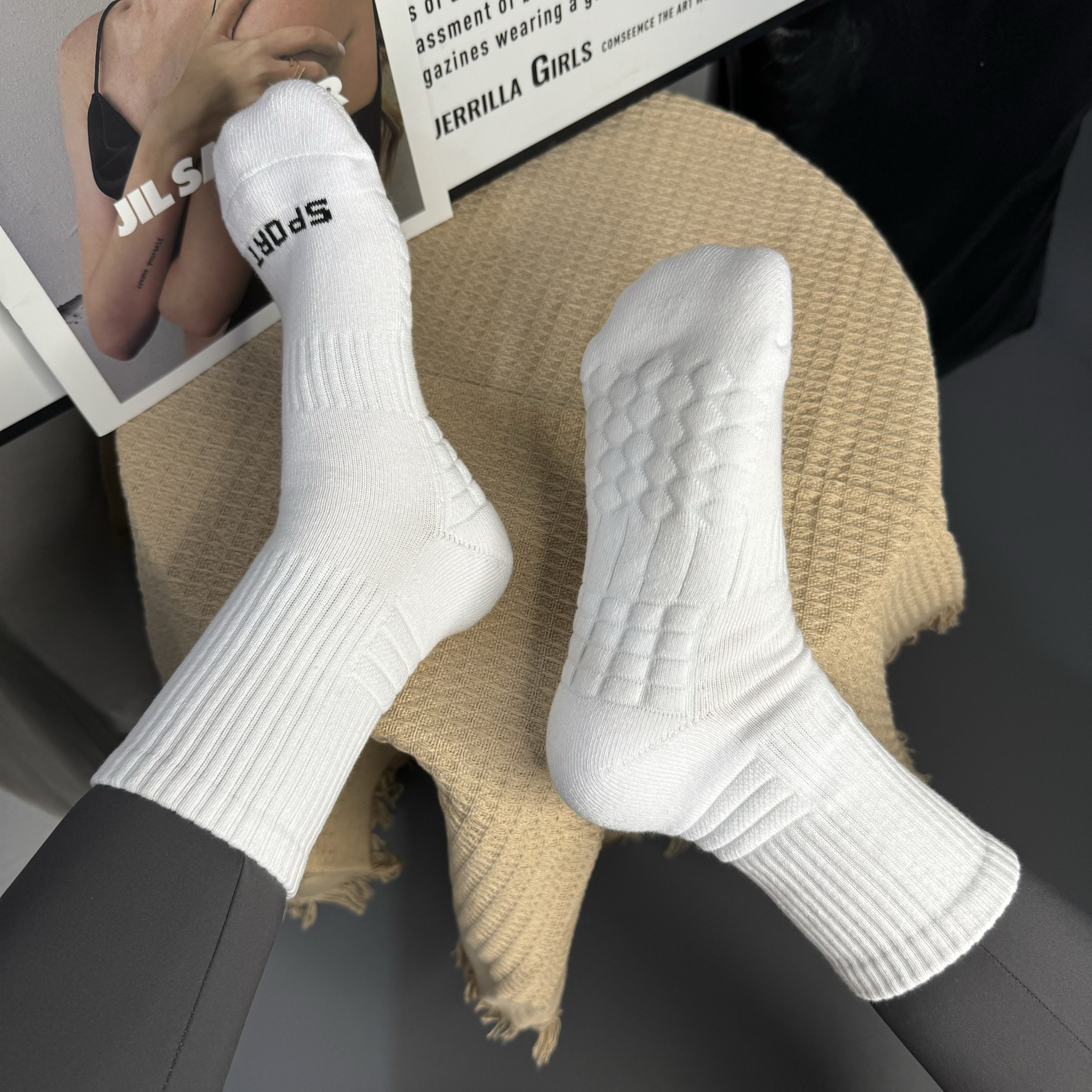 毛巾底加厚秋冬男女款保暖中筒袜吸汗毛圈袜（易起毛球）