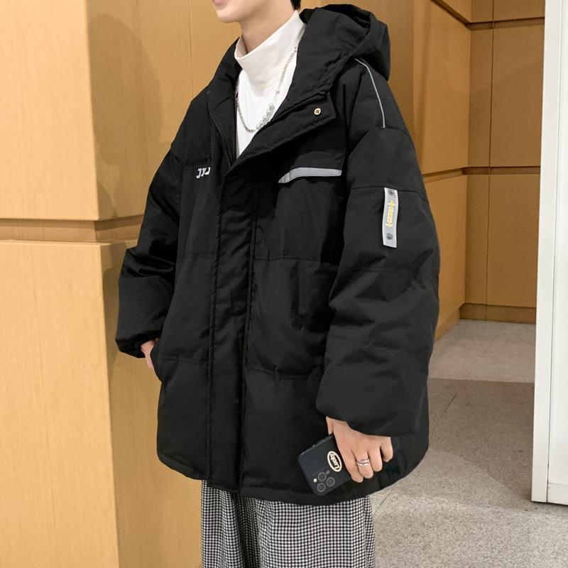 以纯连帽羽绒服男2022年新款宽松潮流百搭外套港风潮牌加厚工装羽