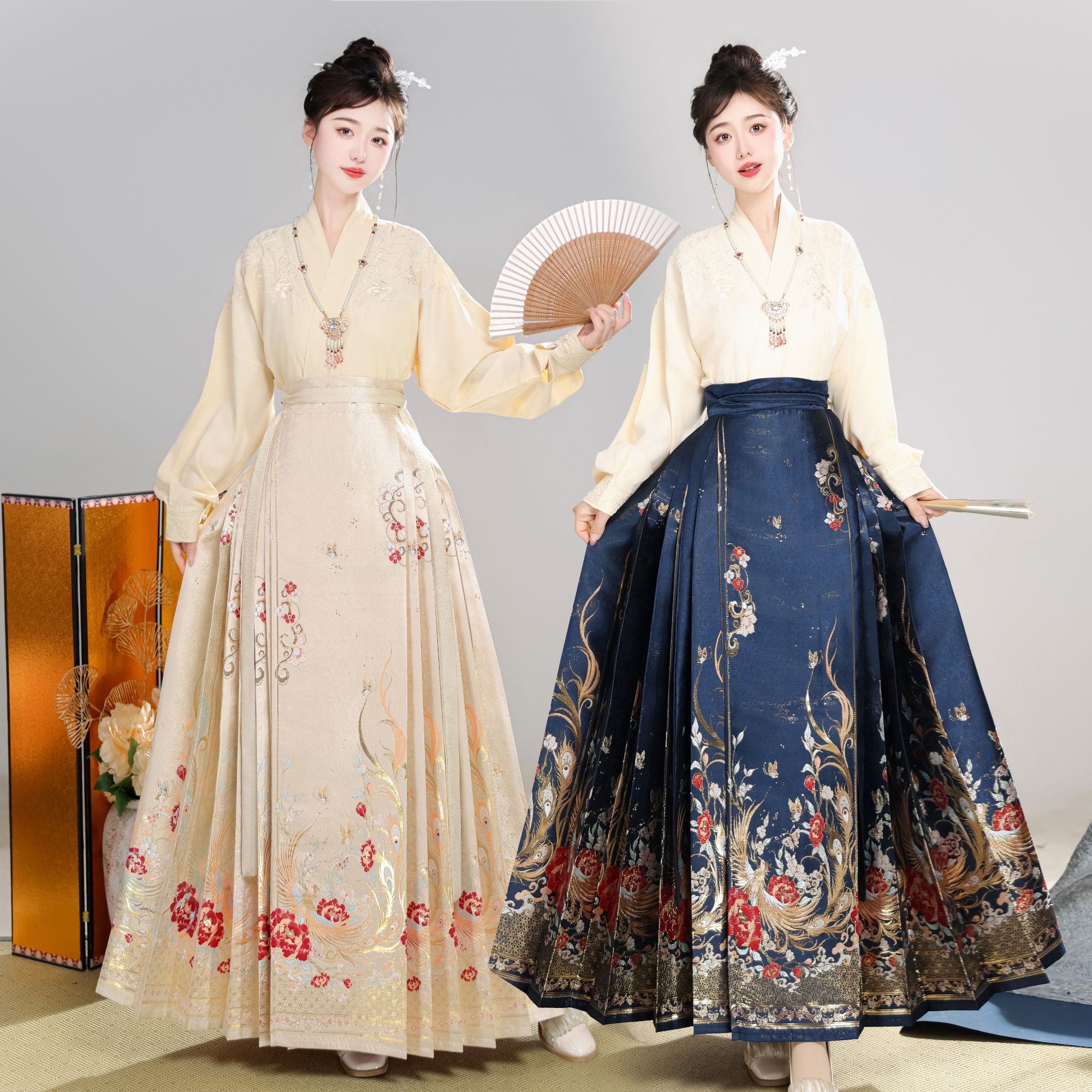 丞纪司原创【凤求凰】明制马面裙汉服女织金妆花国风六对褶春季新款