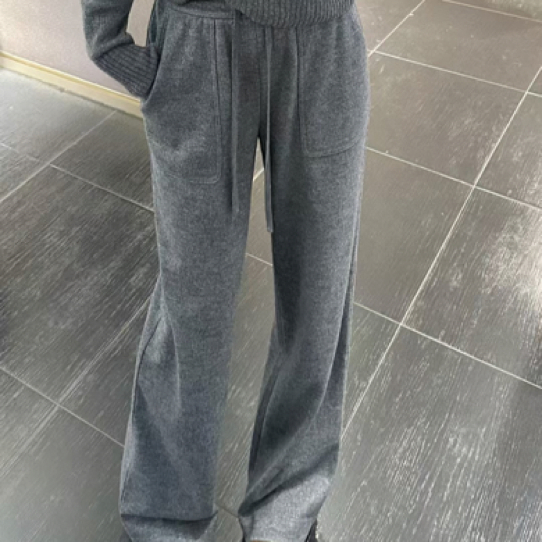 阿玛施/AMASS秋冬新款休闲松紧腰羊毛爆款直筒裤5100386