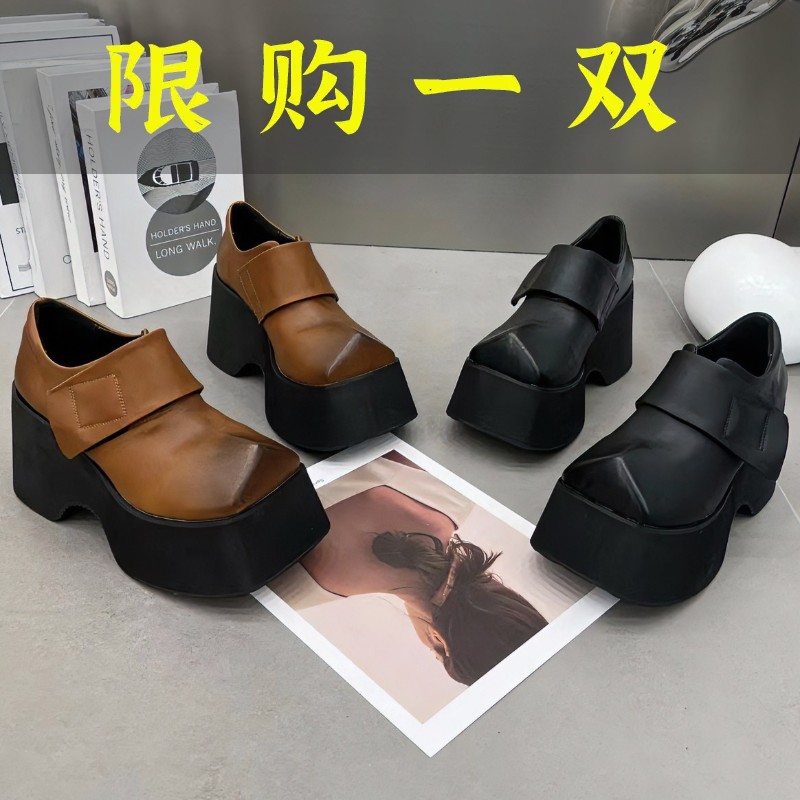 红蜻蜓牌复古欧货乐福鞋女增高厘米2023秋款松糕底小众真皮魔