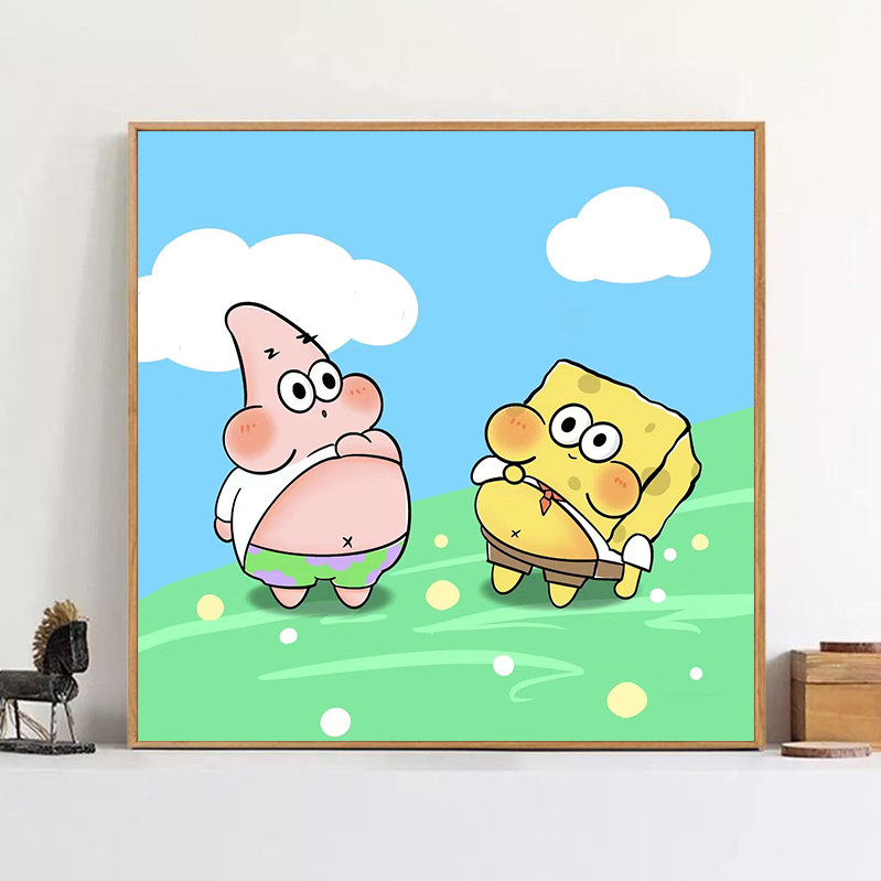 海绵宝宝十字绣2025新款线绣客厅卧室儿童房可爱卡通简单手工刺绣