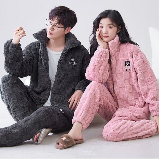 珊瑚绒情侣睡衣女秋冬加厚加绒保暖韩版男士睡衣男秋冬款居家服女