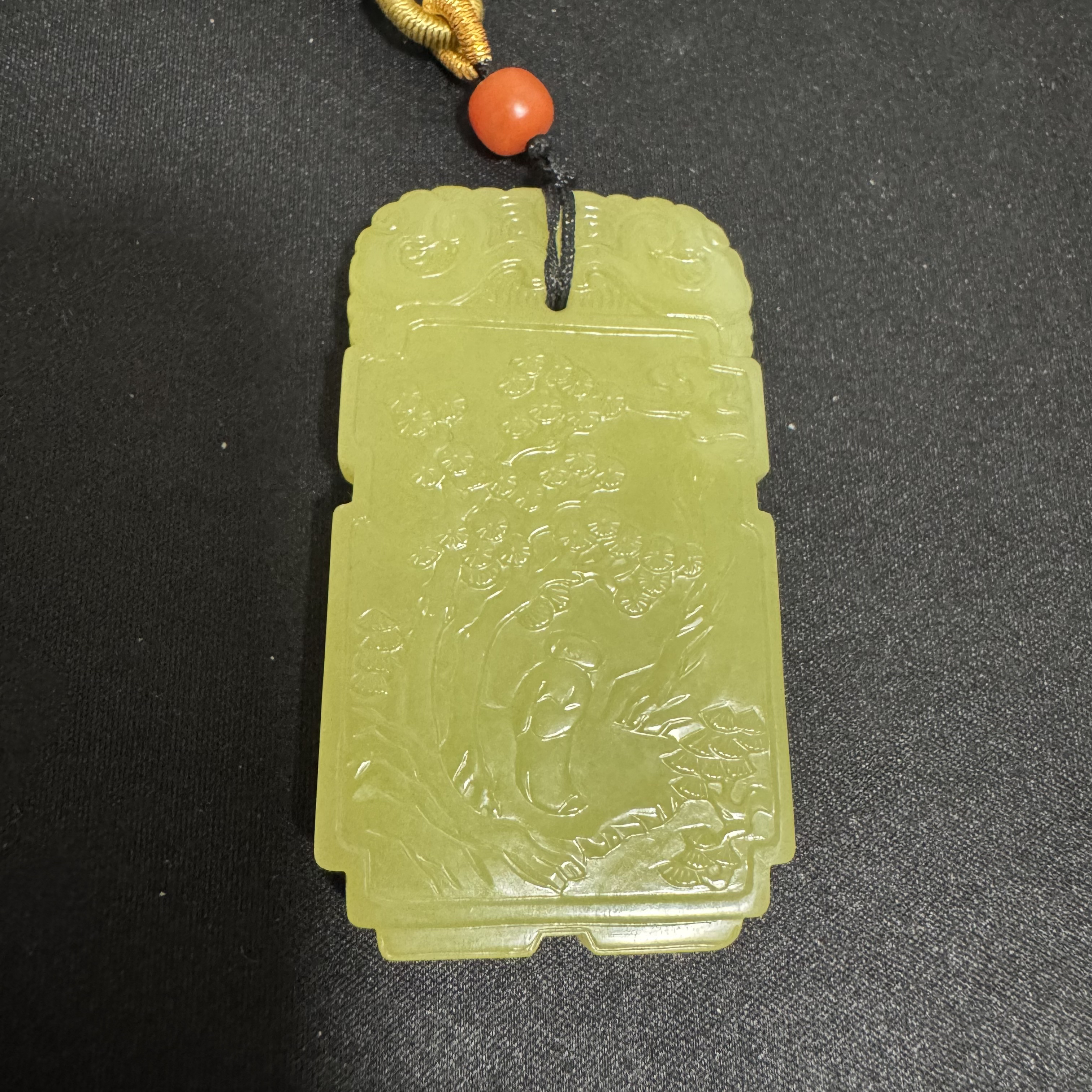 503-和田玉黄玉松下高士牌