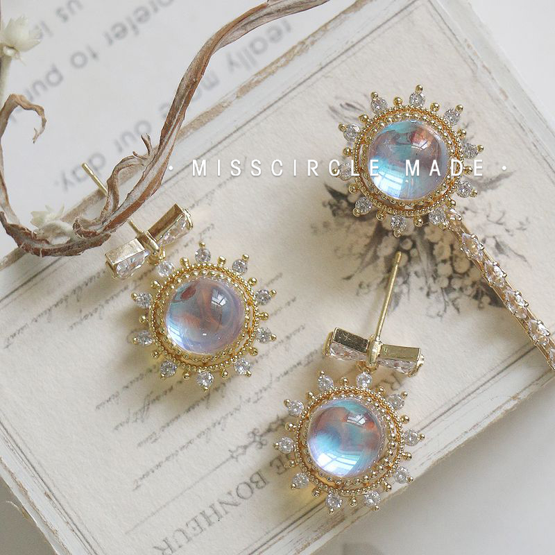 瑟可 铜合金耳饰 极光太阳女神耳环甜美气质百搭6682