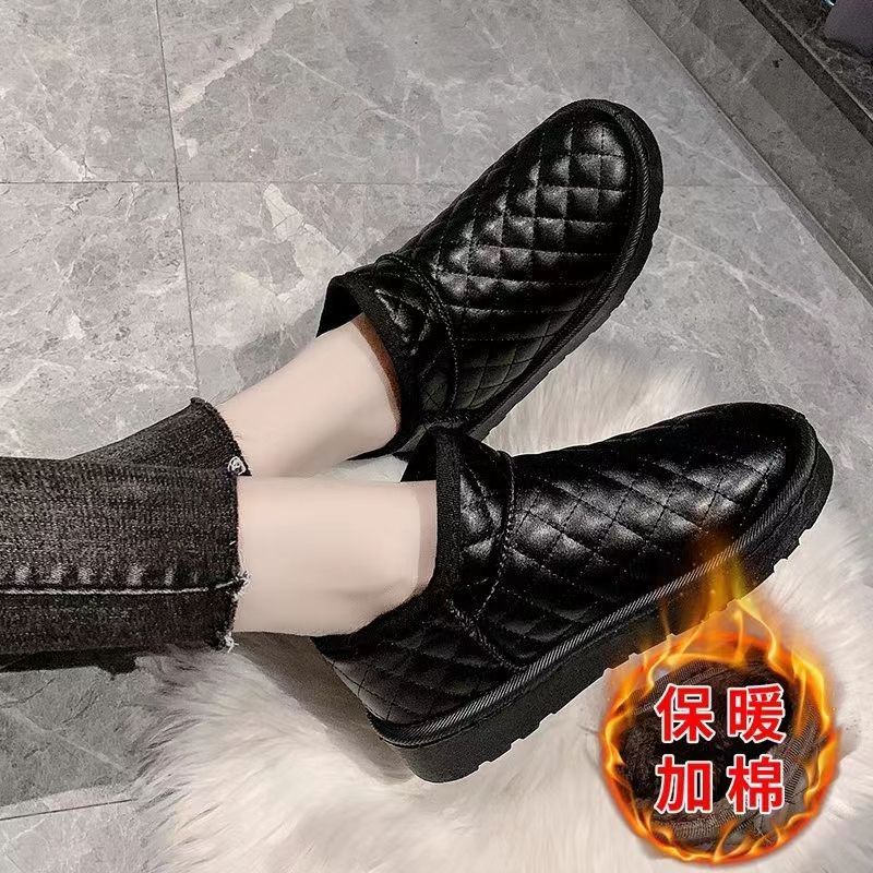 秋冬款棉靴气质防水居家冬季室内保暖厚底皮面加厚防滑雪地靴女