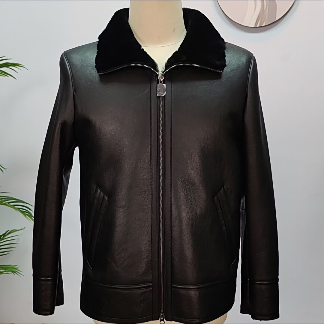 莜露男款5706真皮皮衣皮毛一体冬款潮流防风男士短款时尚休闲立领