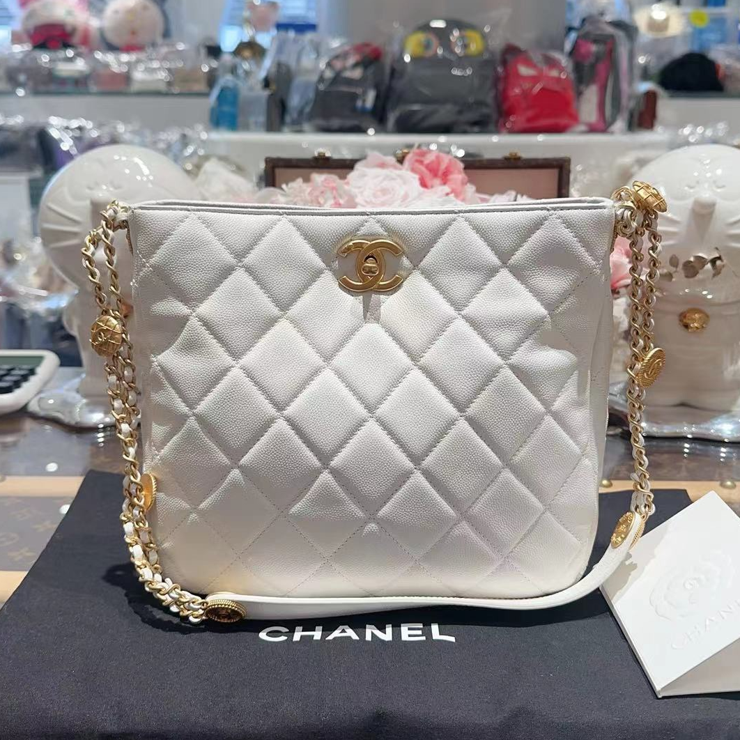 99新 Chanel/香奈儿 0298/白雪公主/手工坊金币/hobo腋下/托特包