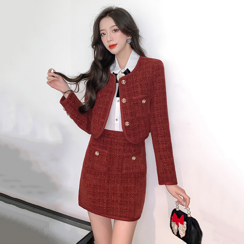 高端名媛小香风套装裙女春秋气质减龄时尚高级感外套半身裙两件套