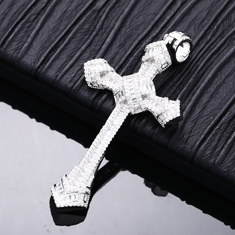 吊坠925银 流行设计镶石十字架吊坠 百搭项链流行挂坠