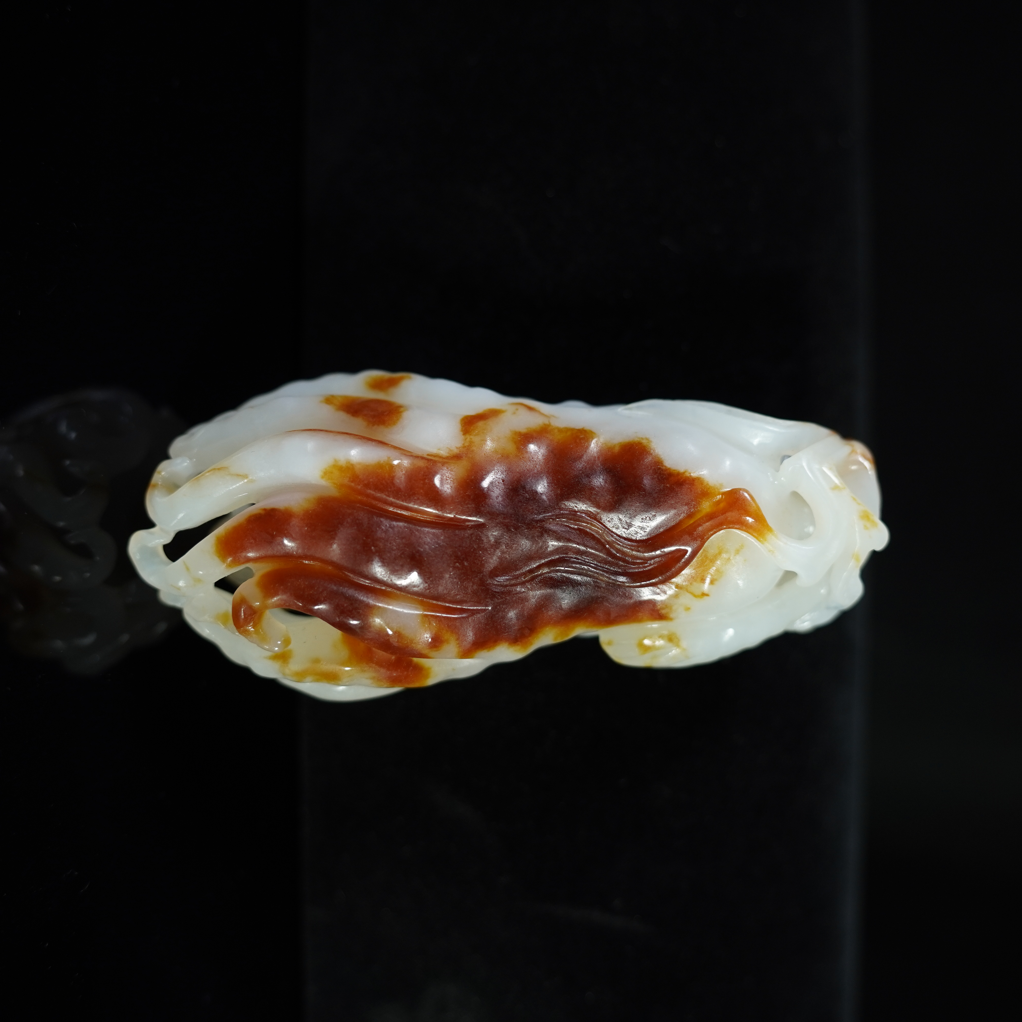 H2408312517/清中期/和田玉 琥珀烫白玉佛手  古董 收藏 国风 