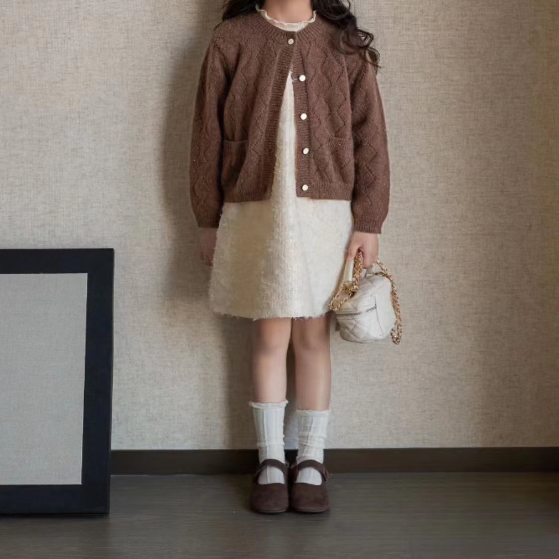 秋冬韩版小香风女童洋气百搭针织衫气质时尚女童针织衫毛衣童装