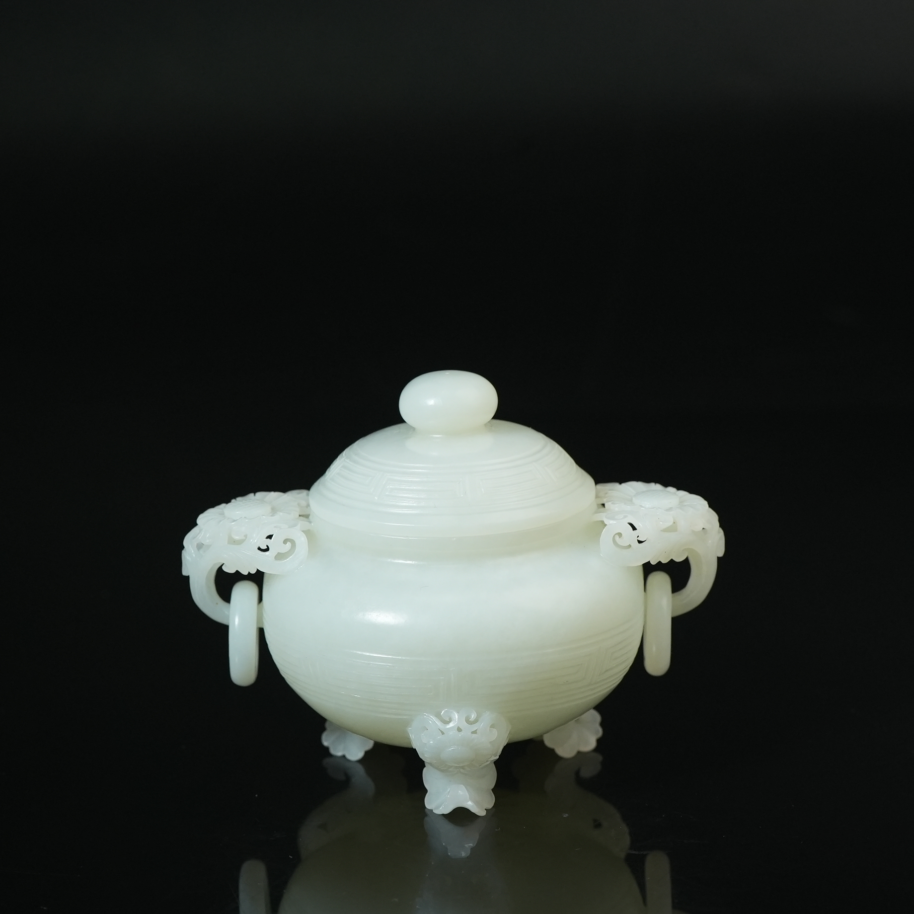 清代和田白玉香炉（香薰）【华豫之门】ZGT2412105011