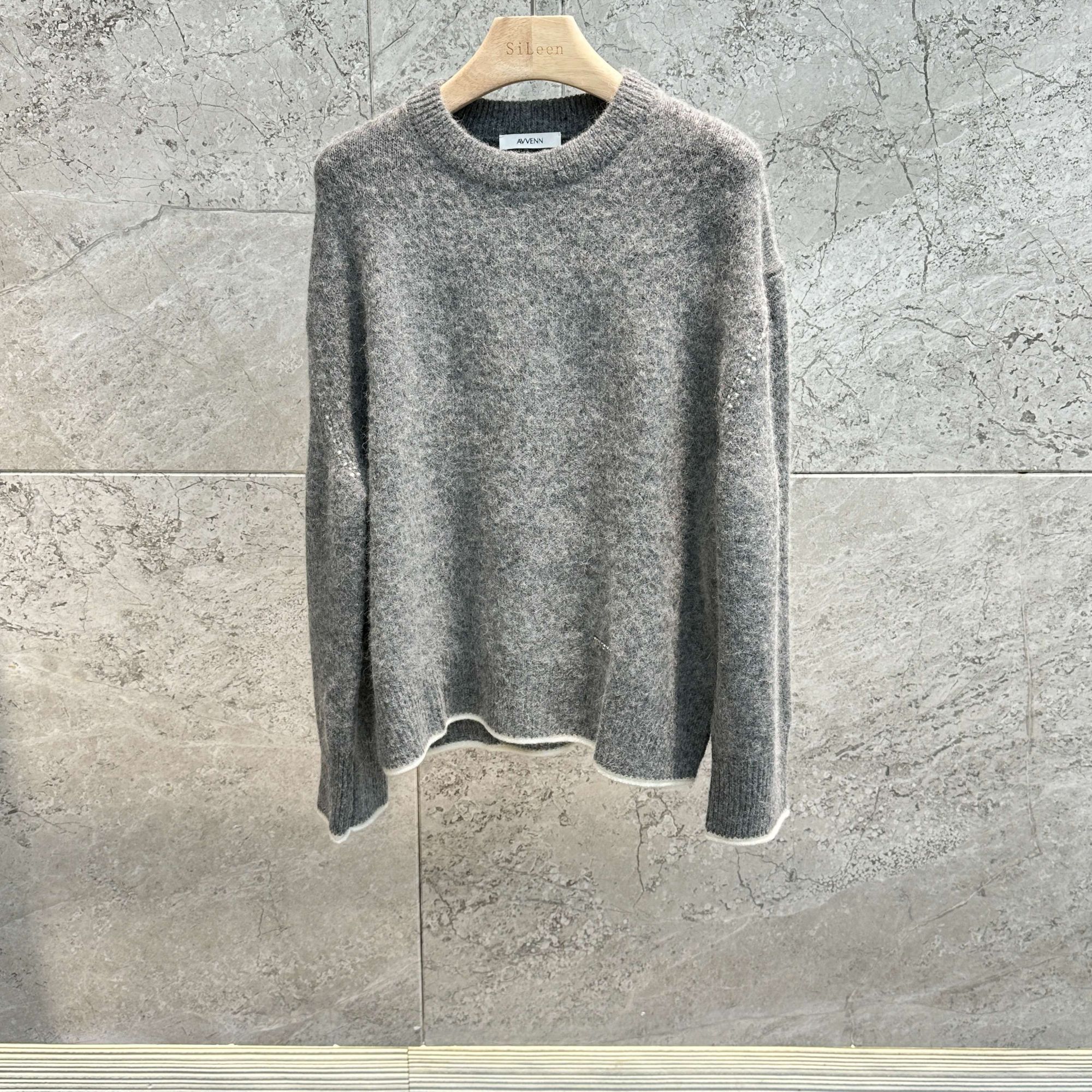 avvenn 24秋新品灰色针织套头毛衫AM9060163338700