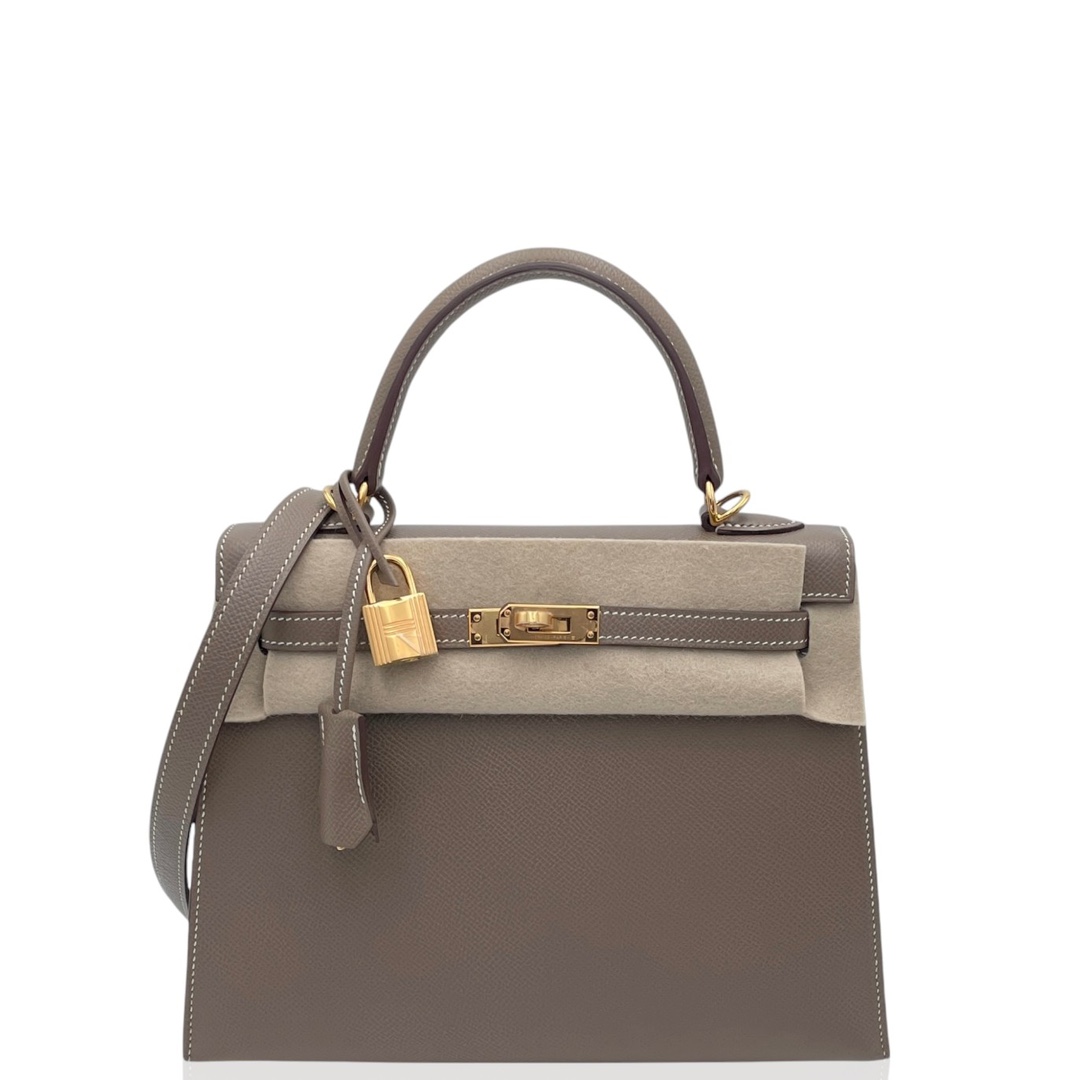 全新未使用 Hermes/爱马仕 kelly25e皮大象灰金扣Z（2021年）0928a0
