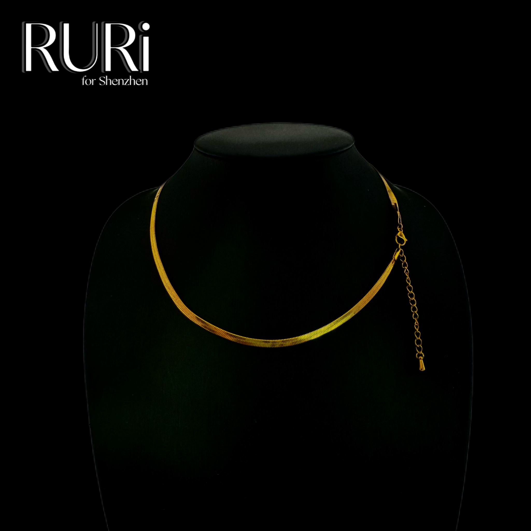 铜合金项链  简约时尚百搭金色素链蛇骨链扁款 082