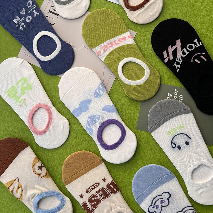 隐形袜女船袜夏季薄款ins潮个性卡通浅口硅胶防滑不掉跟吸汗短袜