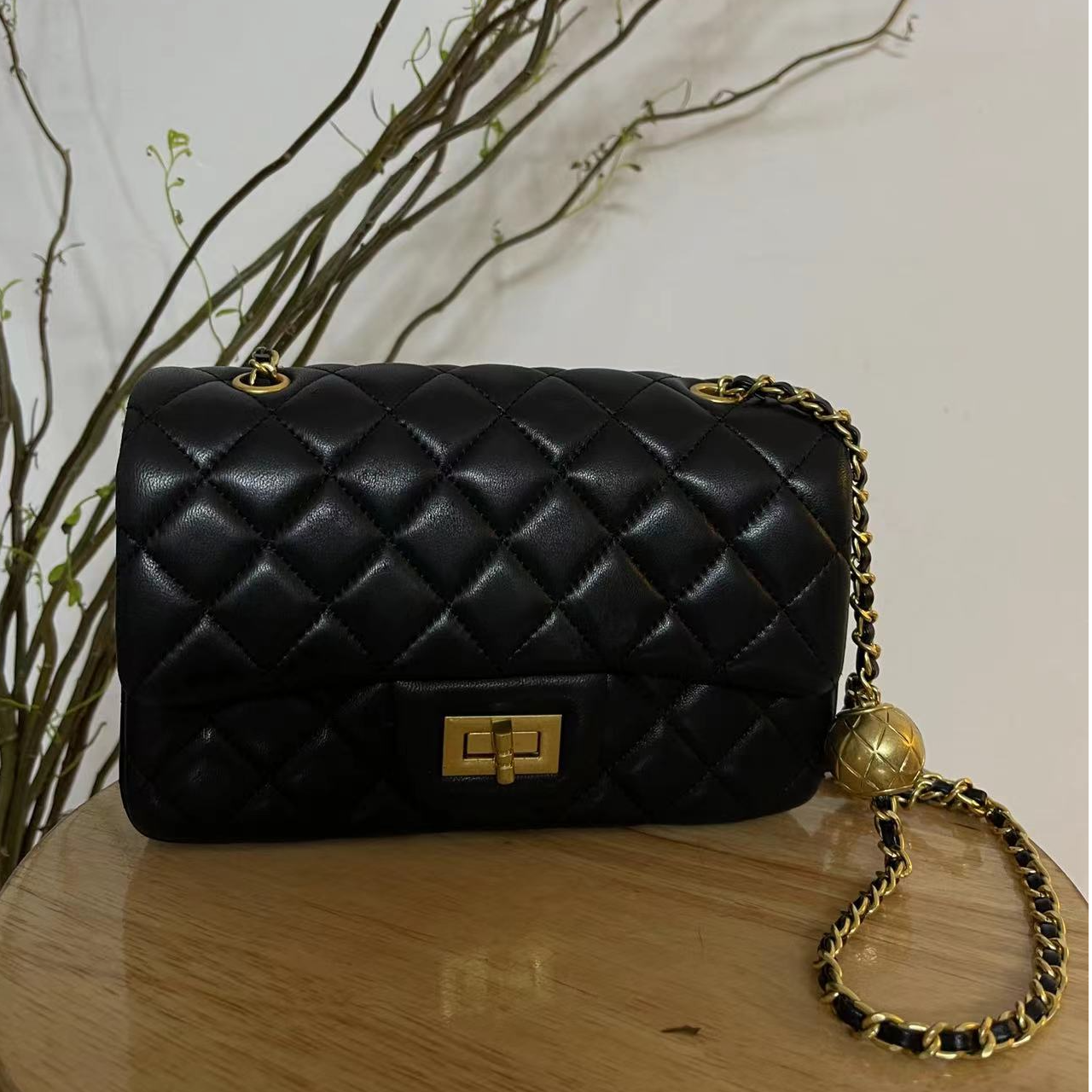 轻奢经典百搭菱形格手提包气质小香风链条包