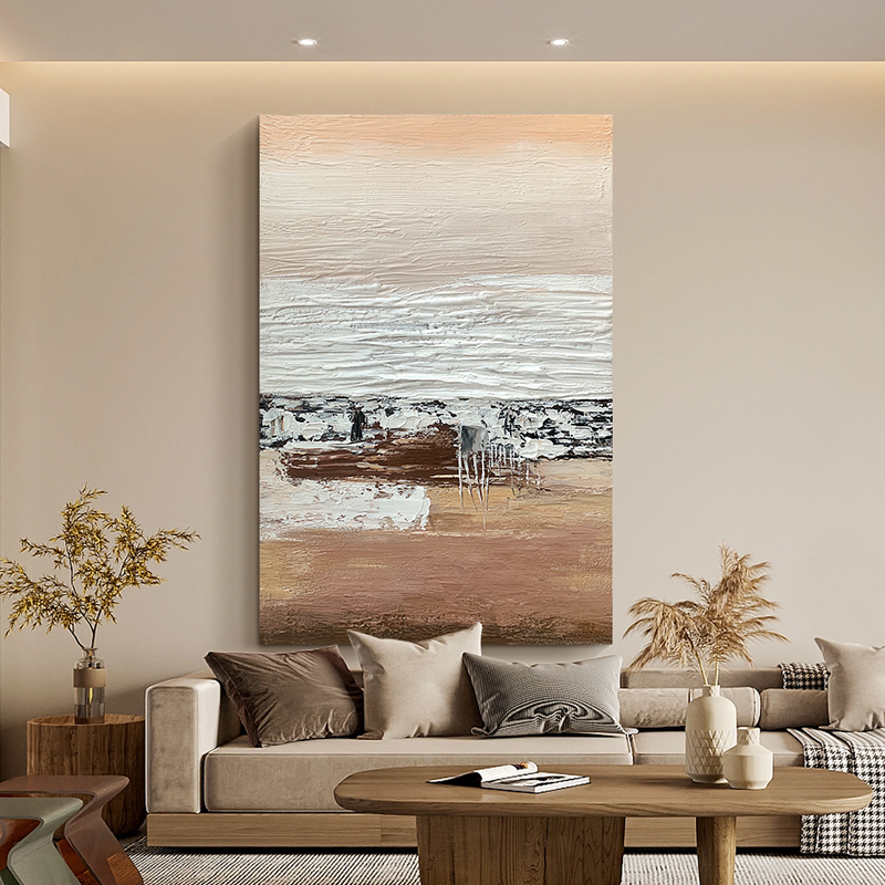 原创《追随》纯手绘轻奢诧寂风客厅背景墙油画玄关餐厅装饰画艺术
