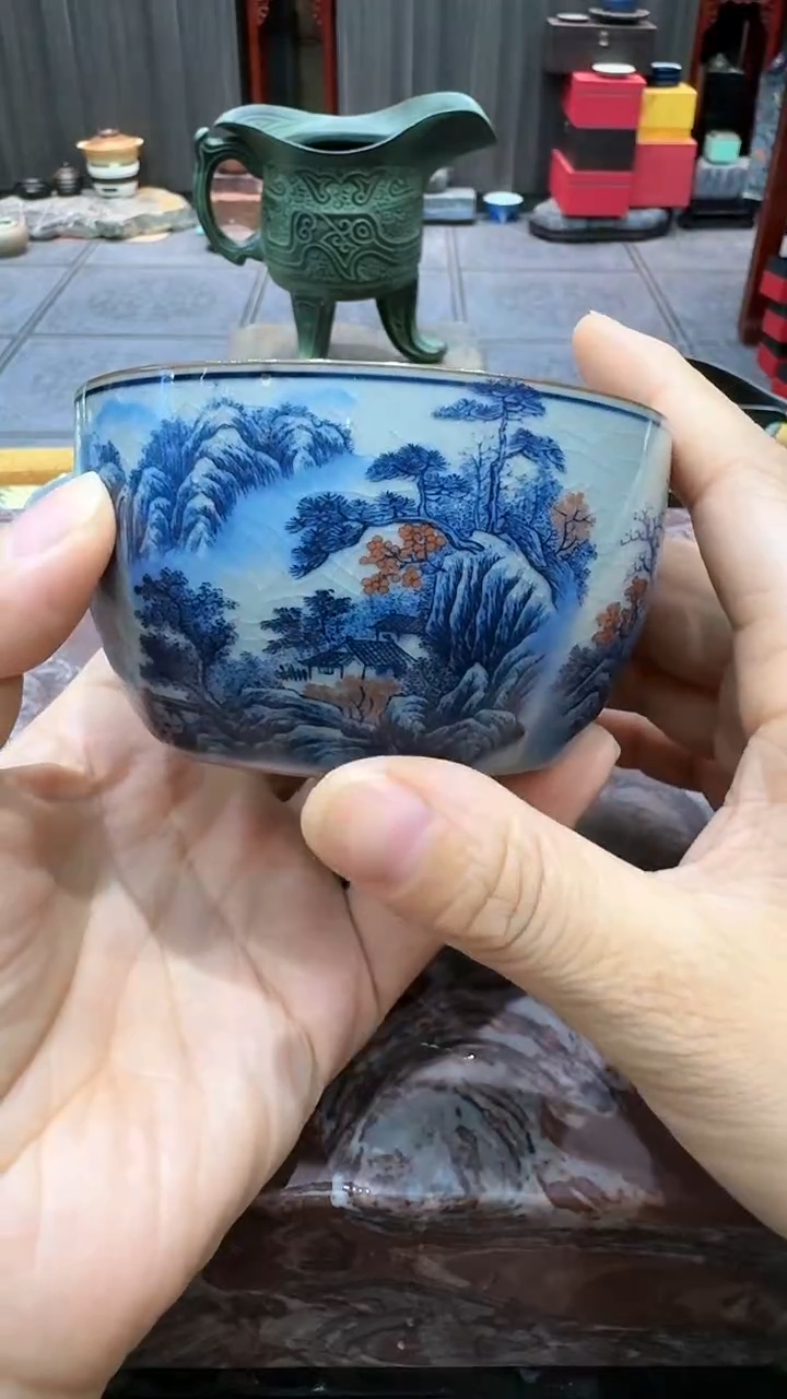 【闪购商品】青花主人杯。。。。瓷