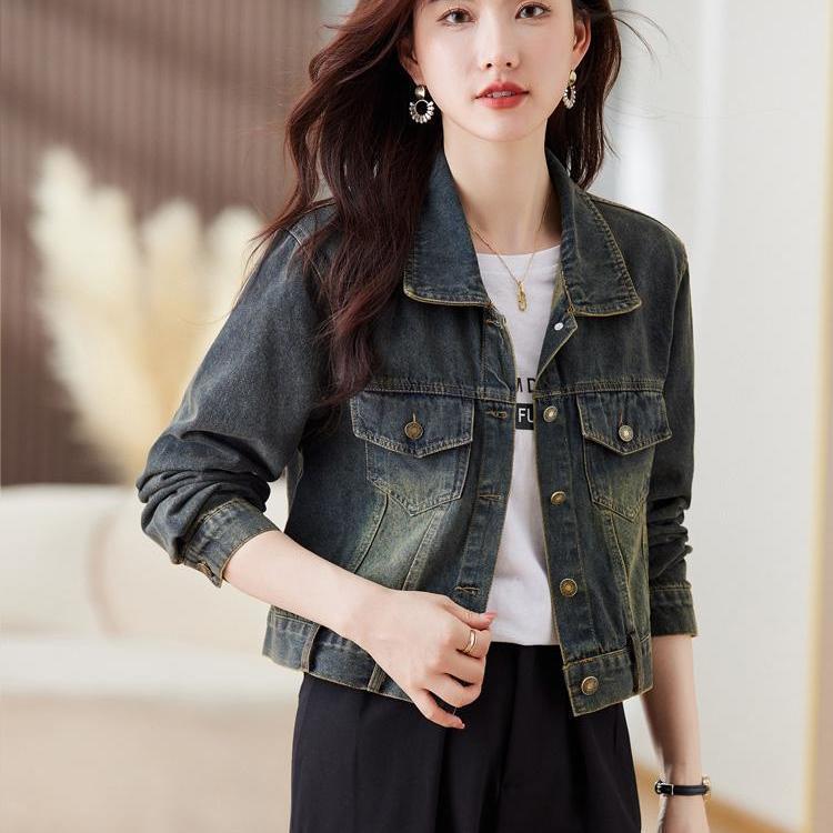 小个子欧货牛仔外套短款女士2025春秋季新款流行宽松减龄夹克上衣