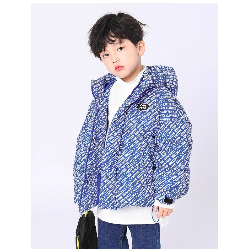 印花加绒秋冬春秋户外羽绒服装短款加厚小中大童冬季外套2023新款