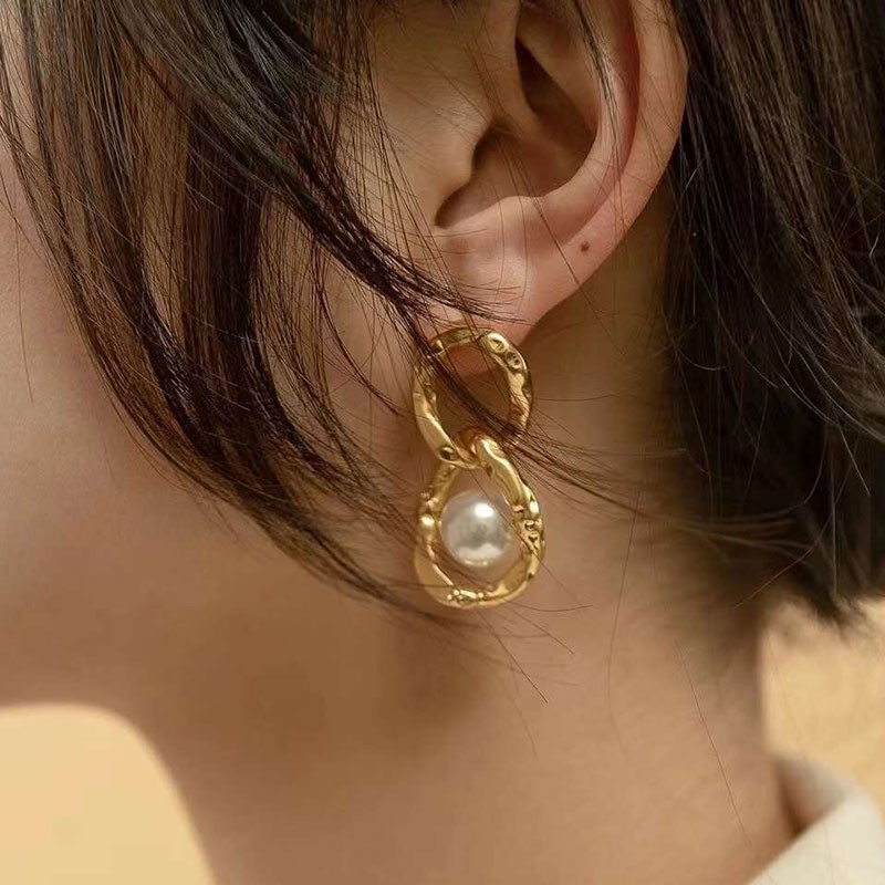 铜合金耳饰 季阿玛施新颖8字型耳环时尚不规则耳钉ins风潮耳饰品