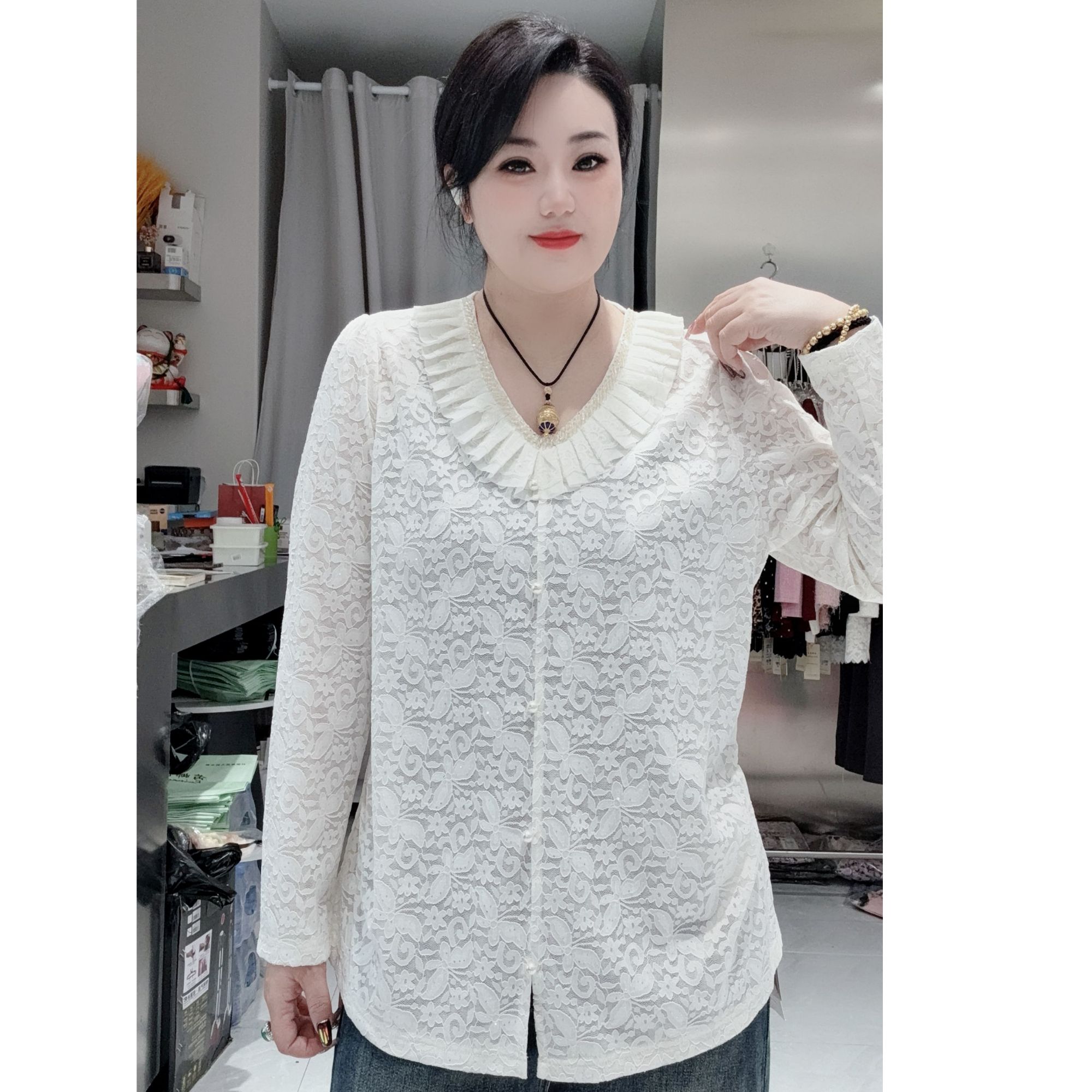 芮娜依莲5867春季2025新款时尚潮流百搭显瘦拼接假两件针织衫女