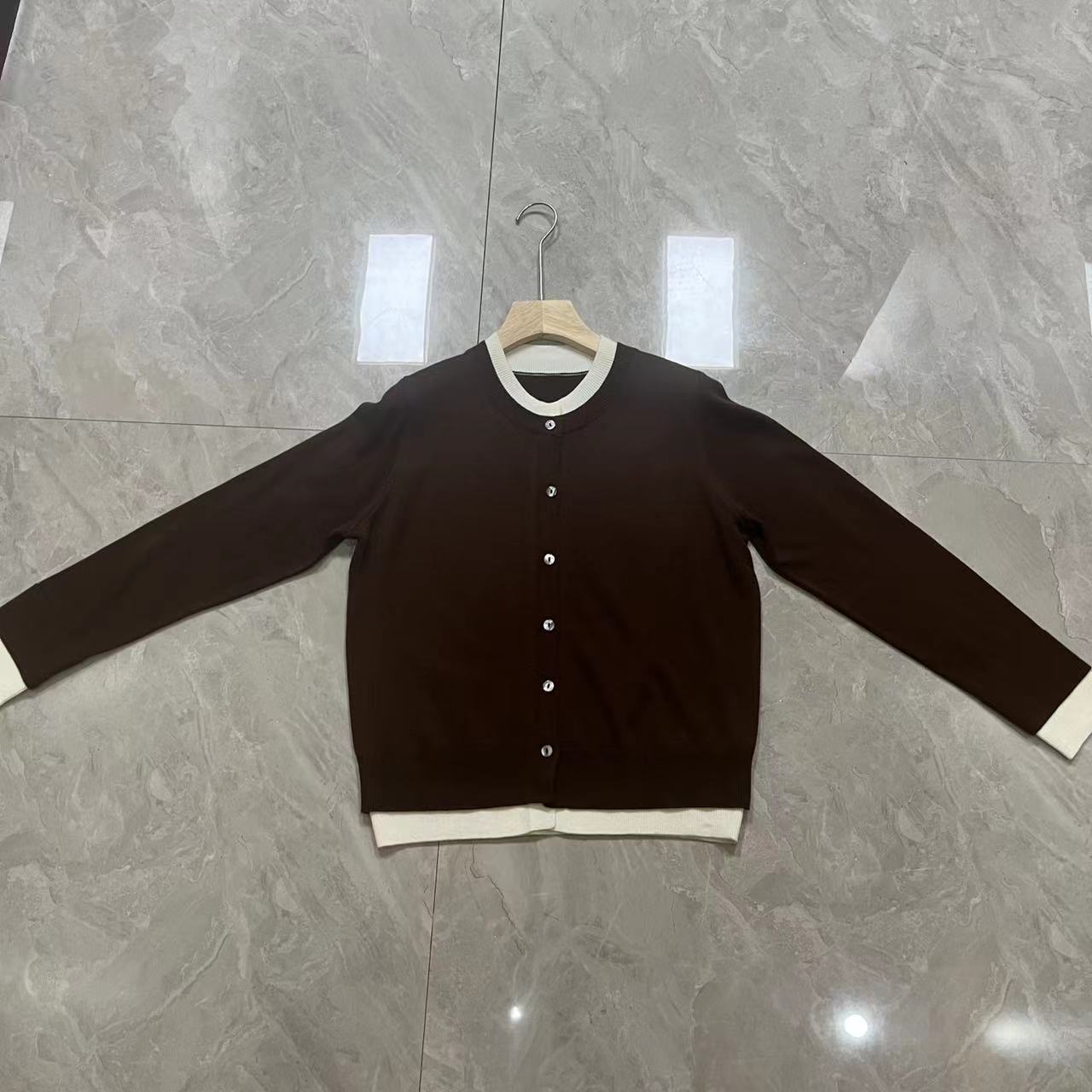 FABOLIAN -“ 迷幻假两件撞色圆领长袖针织衫时尚百搭上衣F111203