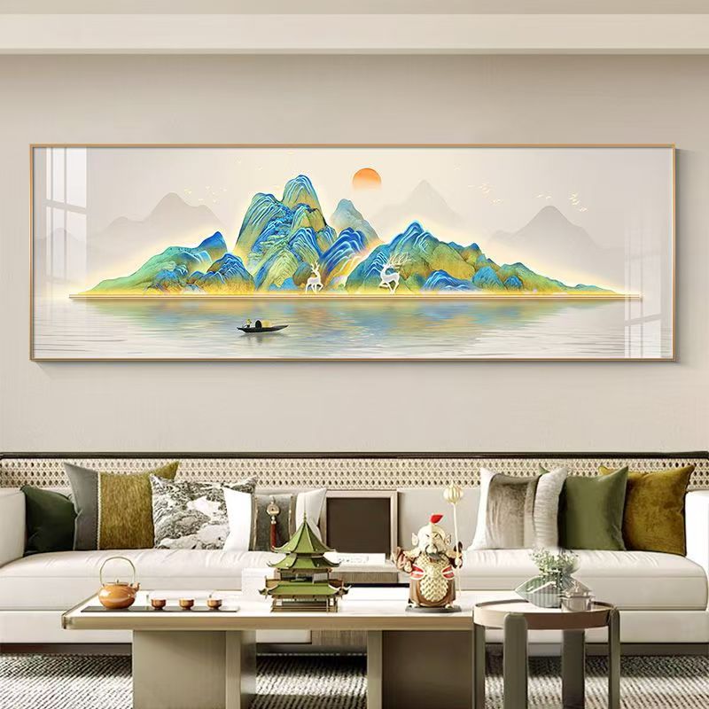 【美娜丽莎】客厅画千里江山福鹿靠山图十字绣43色满绣无勾边