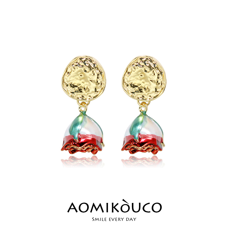 锌合金耳饰 2023年新款潮小众设计感耳钉玫瑰时尚耳环女耳饰EH043